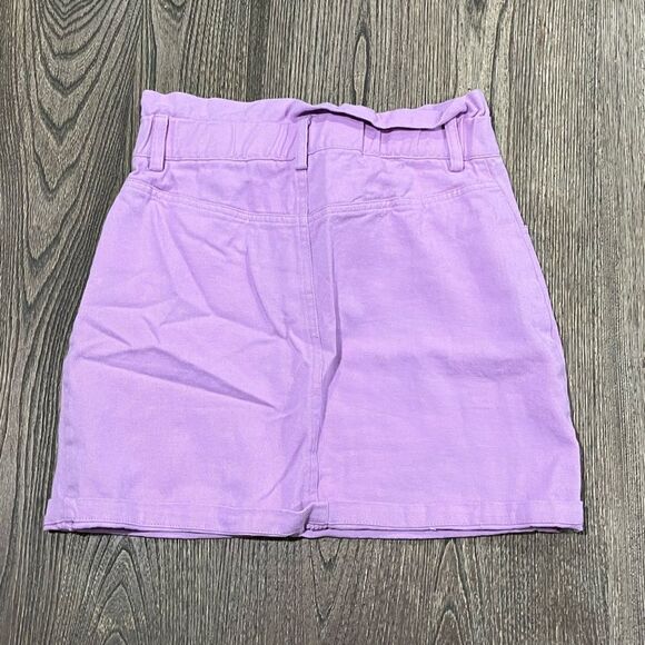 Idem Ditto Paper Bag Mini Skirt High Rise Pockets Pull-On Cotton Purple Small - Picture 5 of 7